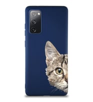 Samsung Galaxy S20 FE Soft Premier Kapak Catface Tasarımlı Silikon Kılıf - Lacivert (Şeffaf)