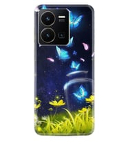 Vivo Y35 Kılıf Resimli Desenli Baskılı Silikon Flowers Fox 1309