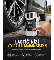 Araç Lastik Şişirme Pompası Ve Akü Takviye Powerbank Bir Arada Yeni Nesil