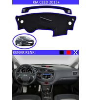 Kia Ceed 2013+ Modelleri İçin Uygun Torpido Koruma Halısı Siyah Kenar Renk Mavi