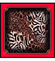 Leopar Desen Black Seri Twill Eşarp Eşarp Askısı ile Birlikte 90x90 cm Kırmızı,s