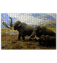 Cakapuzzle Kuzey Amerika Mamutları İllüstrasyon  Puzzle Yapboz MDF (Ahşap) (120 Parça)