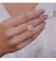 Kar Tanesi Tasarımlı Rose Kaplama 925 Ayar Gümüş Kolye