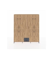 Arges Dolap 10 Raflı 2 Çekmeceli 4 Askılı 220x30x243 Çam-Çam/Antrasit