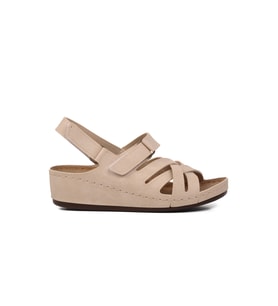 Ayakmod Bej  Kadın Düz Sandalet 09-985 Z (Bej)