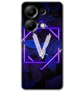 Redmi Note 13 Pro 4G Kılıf HD Desen Baskılı Kılıf - Dark Neon Yaprak V Harfi