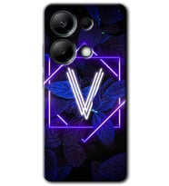 Redmi Note 13 Pro 4G Kılıf HD Desen Baskılı Kılıf - Dark Neon Yaprak V Harfi