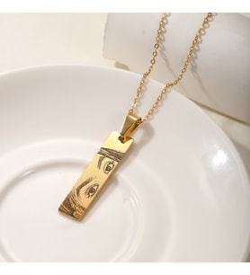 Kişiye Özel Fotoğraflı Plaka Göz Kolye 925K Gümüş (Gold)