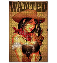 Cakapuzzle Cowgirl Wanted Afiş Görseli Puzzle Yapboz MDF (Ahşap) (120 Parça)