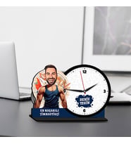 Erkek Jimnastikçiye Hediye Karikatürlü MDF Masa Saati