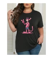 Baskılı Oversize Bisiklet Yaka T-shirt - Beyaz