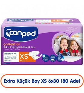 Canped Çocuklar İçin Belbantlı Hasta Bezi Xs Beden 30x6 180 Adet