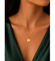 Kişiye Özel Akçaağaç Yaprağı Kolye 925K Gümüş (Gold)