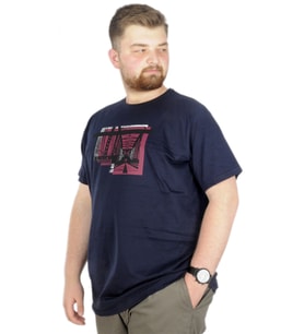 Mode XL Büyük Beden T-Shirt Bisiklet Yaka Bridge 22167 Lacivert