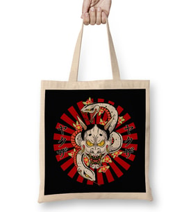 Yakuza Snake And Mask Bez Çanta Uzun Saplı