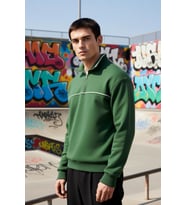 Erkek Dik Yaka Standart Kol Oversize Kalıp Sweatshirt Fonksiyonel Dayanıklı Kaliteli Rahat