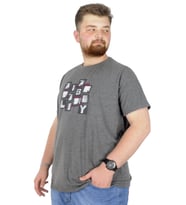 Mode XL Büyük Beden T-Shirt Bisiklet Yaka Complex City 22170 Antramelanj