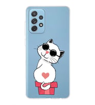 Samsung Galaxy A72 Uyumlu Kapak Cool Cat Tasarımlı Şeffaf Silikon Kılıf