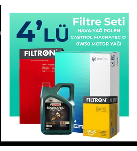Filtron Jaguar F-Pace 2.0 Dizel Filtre Bakım Seti Castrol Motor Yağlı (2015-2022) 4 Lü