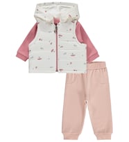 Civil Baby Mantar Baskılı 3'lü 6-18 Ay Takım - Pudra (Somon)