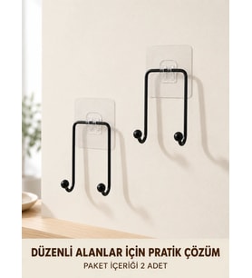 2 Adet Yapışkanlı Duvar Askısı Pratik Çok Amaçlı Düzenleyici Askı
