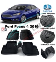 Ford Focus 4 Havuzlu 3D Paspas Niken Siyah 2016 Sonrası