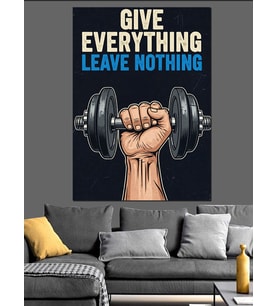 Motivasyonel Fitness Dambıl Kaldıran El Dekoratif Kanvas - Mdf Ahşap Tablo