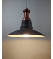 RİOLİGHT RETRO BAKIR ASKILI TEKLİ METAL SARKIT AVİZE ŞAPKA ÇAPI: 30CM (Siyah)