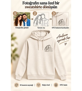 Fotoğrafınızdan Tasarım Baskılı Kapüşonlu Sweatshirt