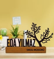 eJOYA Kişiye Özel Tasarım Doğal Ağaç Masaüstü İsimlik 111054 (Kırmızı)