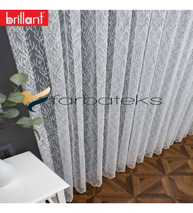 3Kat Pileli Brillant Brode Işlemeli Çalı Desen Tasarım Tül Perde