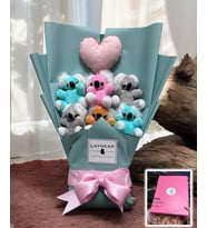 Sevimli Koala Peluş Ayıcık Buketi Mini Kalp Yastık