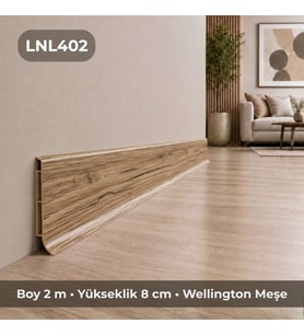 Linela Suya Dayanıklı Pvc Süpürgelik 8 cm - Wellington Meşe - LNL402