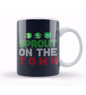 Sprout On The Town Christmas Brussel Sprouts Knit Patter Kupa Bardak Porselen
