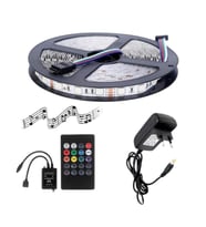 5 Metre 24V 60 Ledli RGB Dış Mekan Silikonlu Şerit Led 2A Plastik Adaptör Sese ve Müziğe Duyarlı Led