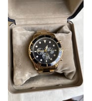 Özel Kutulu Erkek Saati Gold Siyah Premium Metal Kordon Rolex Model Erkek Kol Saati Arkadaşa Abiye Babaya Sevgiliye Eşe Kocaya Hediye Doğum Günü Yıl Dönümü