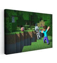 Yatay Kanvas Tablo İskelet Avı Minecraft Tablosu Ev Ofis Salon Duvar Dekoru