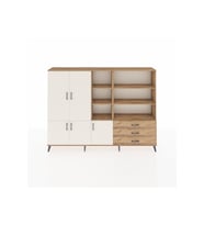 Arges Dolap 11 Raflı 3 Çekmeceli 5 Kapaklı 220x30x163 Çam-Aytaşı/Çam