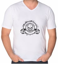 BK Gift Bodybuilder Tasarımlı V Yaka Tişört-1 (Beyaz)