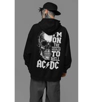 Müzik Grubu Baskılı Unisex Oversize AC DC Hoodie