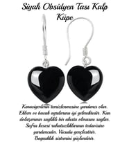 Sertifikalı Kalp Kesim Siyah Obsidyen Taşı Doğal Taş Küpe (Çok Renkli)