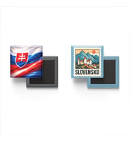 Buzdolap Magnetleri - Slovakya Bayrağı ve Bratislava Posta Pulu Tema - 2'li Set Magneti