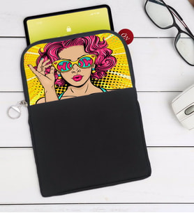 BK Gift Pop Art Tasarımlı Taşınabilir Koruyucu Tablet Kılıfı & Organizer Çanta - Siyah-7