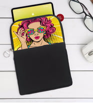 BK Gift Pop Art Tasarımlı Taşınabilir Koruyucu Tablet Kılıfı & Organizer Çanta - Siyah-7
