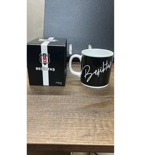 Beşiktaş Lisanslı Taraftar Seramik Kupa Siyah Beyaz