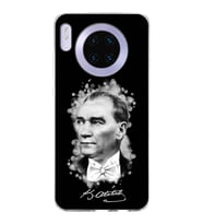 Huawei Mate 30 Uyumlu Kapak Atatürk Tasarımlı Şeffaf Silikon Kılıf