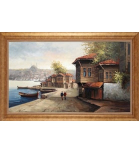 EV İŞYERİ OFİS İÇİN ALTIN ÇERÇEVELİ PASPARTULU TABLO VB483