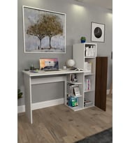 Moonlife Diamond Dolaplı Çalışma Masası Beyaz-Ceviz