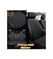 CITROEN C4 - PICASSO 5 KİŞİ 2011-2013 uyumlu 7 Parça Deri Minder Takımı (Siyah - Gümüş)