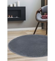 Dijidekor Peluş Halı Koyu Gri Cool Yıkanabilir Yuvarlak Post Yolluk Kilim Salon Halısı Modelleri